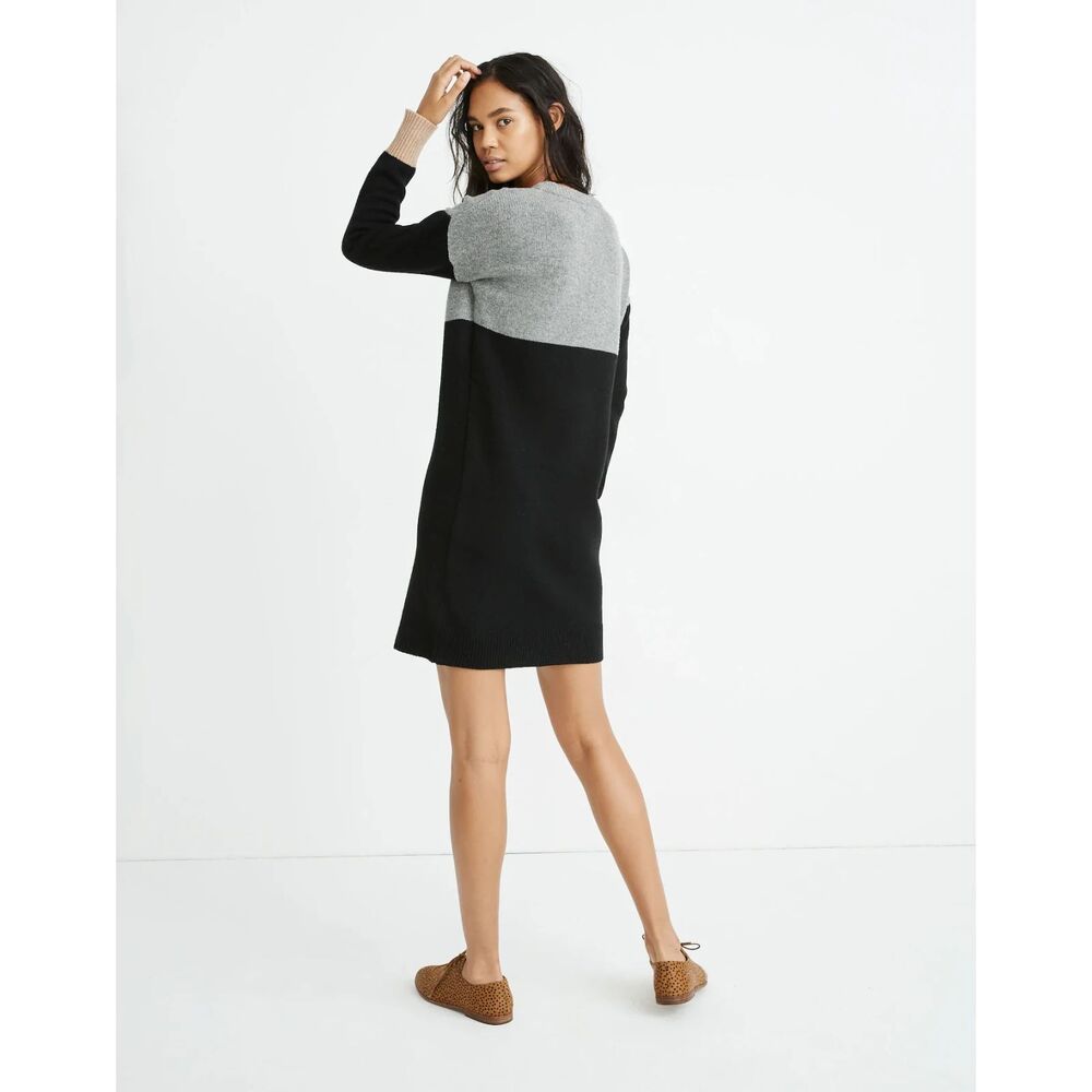 Madewell Colorblock Sweater Dress Women's L Color‎ Black